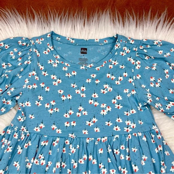 Tea Collection - Flowy Tiered Midi Dress - Mexican Hat Floral in Blue - Picture 4 of 12